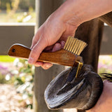 Hairy Copper Bristle Wooden Hoof Pick