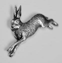 Leaping Hare Pewter Brooch