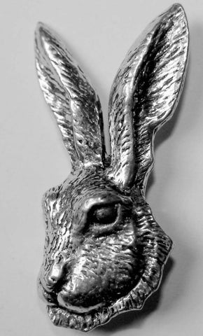 Pewter Hare Head Brooch